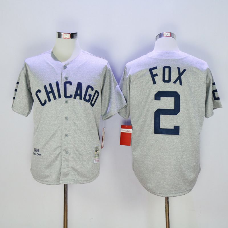 Men Chicago White Sox #2 Fox Grey Throwback 1960 MLB Jerseys